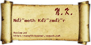 Németh Kázmér névjegykártya